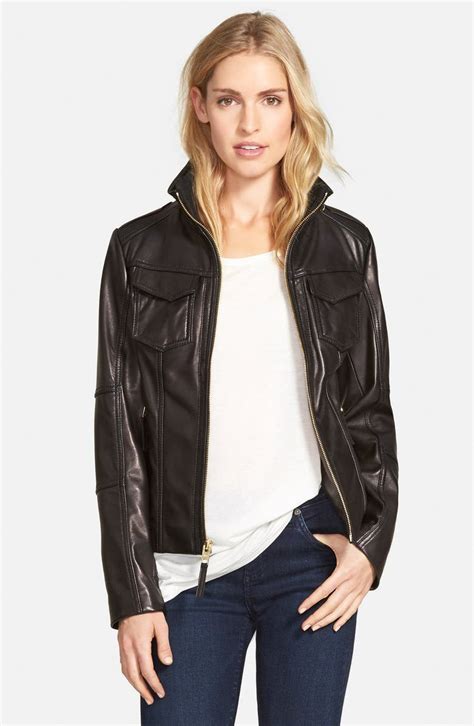 front zip leather jacket michael michael kors woman|Michael Kors winter coats.